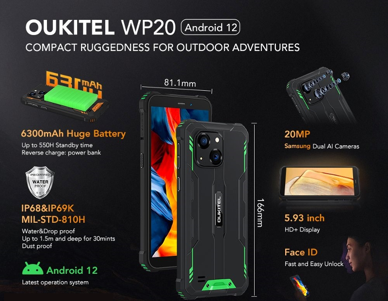 Smartphone OUKITEL WP20 4Go 32Go - Noir&Orange